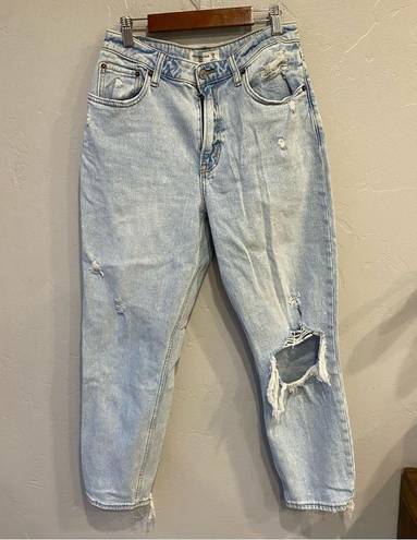 Abercrombie & Fitch Curve Love Distressed High Rise Mom Jeans Size 28