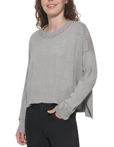 DKNY NWT!  Gray Studded Crew Neck Pullover Sweater XL