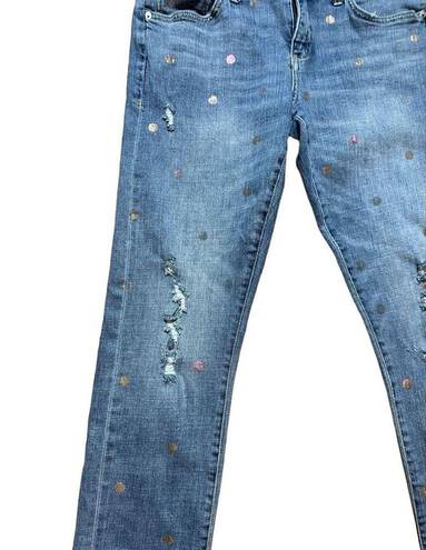 Pilcro and the Letterpress Pilcro Polka Dot Mid-Rise Boyfriend Cropped  Hyphen distressed Jeans Sz 31