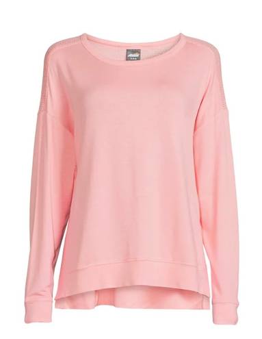 Avia Pink Mesh Back Side Slit Long Sleeve Shirt