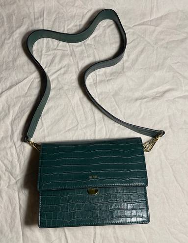 JW Pei Mini Flap Crossbody - Dark Green Croc