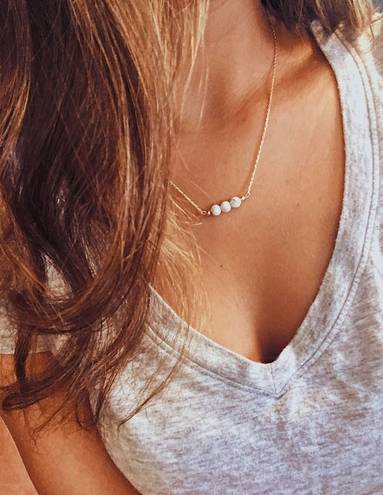 Boho Dainty Marble Necklace Gold