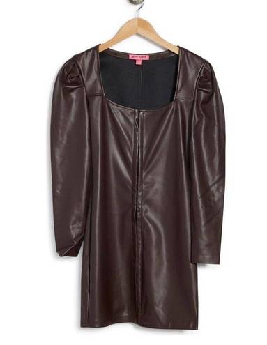 Betsey Johnson  | Hook Front Faux Leather Mini Dress | size 12