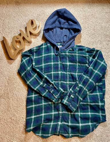 American Eagle AE Oversized Hooded Flannel Shacket