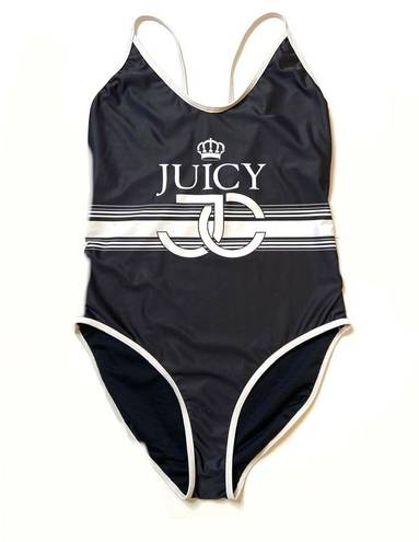 Juicy Couture  Logo Placement Black/White One Piece Swimsuit Sz M