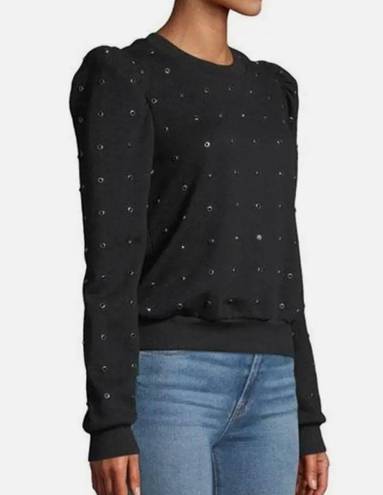 ALC Frank A.L.C. Navy Blue Azalia Studded Puff Sleeve Sweatshirt Size XS