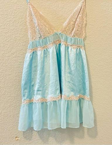 Victoria's Secret  Sexy 2013 Sky Blue & Lace Sheer Chemise Slip Lingerie Sz Sm