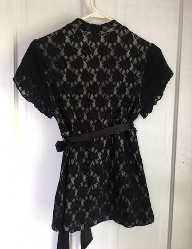 Fashion Bug Black Lace Fashion Blouse Size L