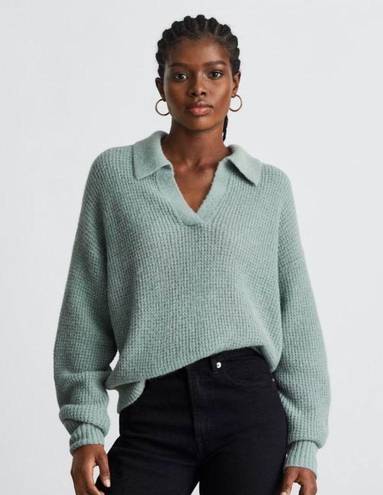 Everlane  Green Alpaca Waffle-Stitch Polo Pullover Sweater XS