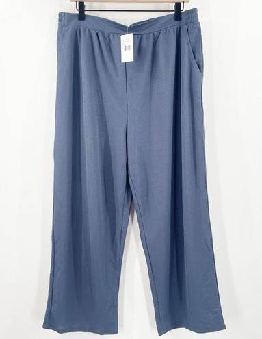 Bobeau  Pull On Pants Size Large Blue Wide Leg NWT Rayon Nylon Blend Cropped