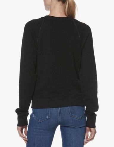 Paige  Daytona Chain Trim Casual Pullover Sweatshirt Black Silver Size Large