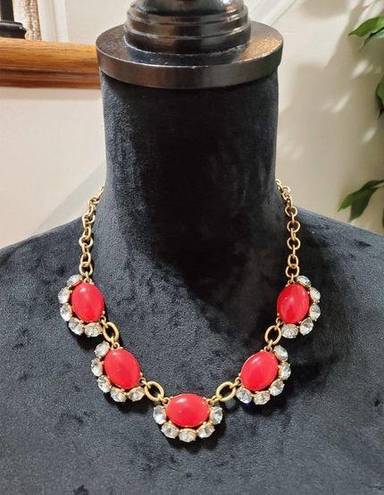 Stella & Dot  Red "MAE" Statement Necklace, Pre-owned 18"- 23"