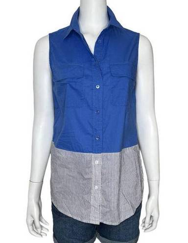 Equipment  Femme Blue Sleeveless Button Up Top Size Medium