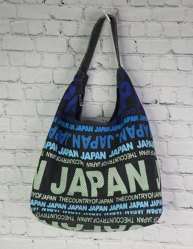 Robin Ruth "JAPAN"  Fabric Purse Tote Zip Closure Black Blue