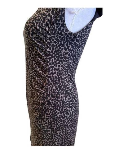 Loft  Cheetah Print with Side Roushing Sleeveless Dress Size M