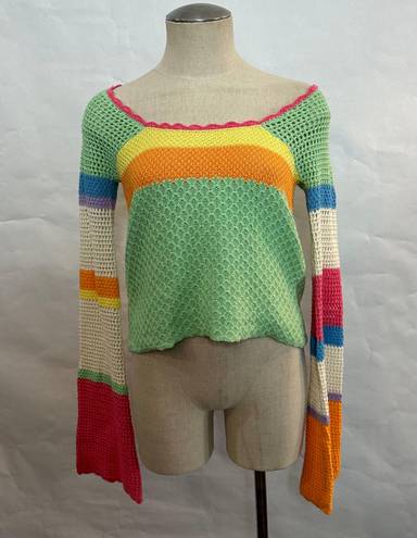 Pink Lily Y2K Open Back Color Block Knit Sweater