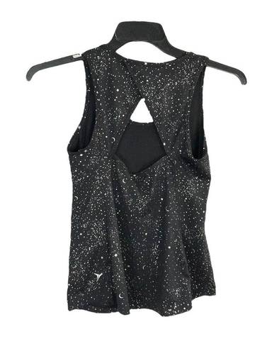 Old Navy Active Go-Dry Black w Gold Moons, Stars, Circles Fitted Tank Top Women XS