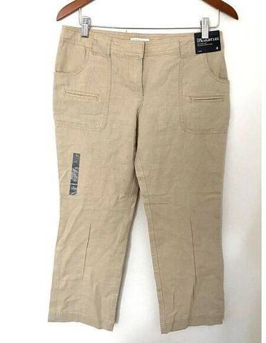 Krass&co NY &  Linen Cotton Blend Crop Straight Leg Khaki Pants Sz 4
