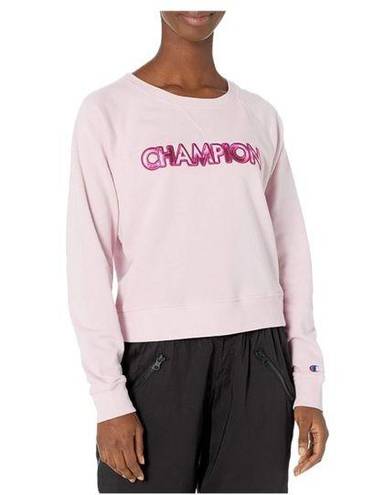 Champion  Women's 2X Pink Long-Sleeve Crew Neck Embroidered Sweater Athleticwear