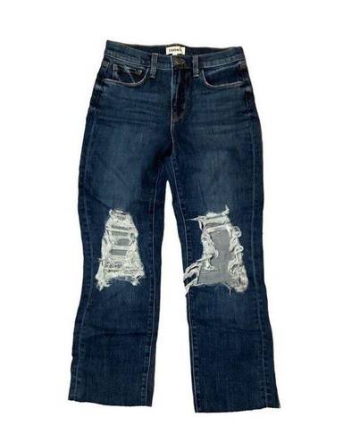 L'Agence L’AGENCE Jordan High Rise Cropped Straight Distressed Jeans Size 25 Dark Wash