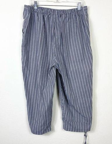 Dress Barn  Grey & White Striped Drawstring Ankle Capri Pants Size 16W