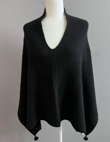 Pamella Roland 100% Cashmere Sweater Poncho Made in Italy Luxury Designer OS Black Size M