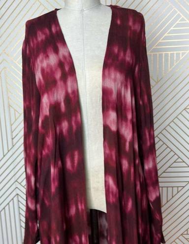 Torrid  Wine Tie Dye Gauze Long Kimono Plus Size 1X