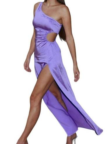 RUNAWAY THE LABEL  Satin One Shoulder Cutout Gown Purple Size Small NWT