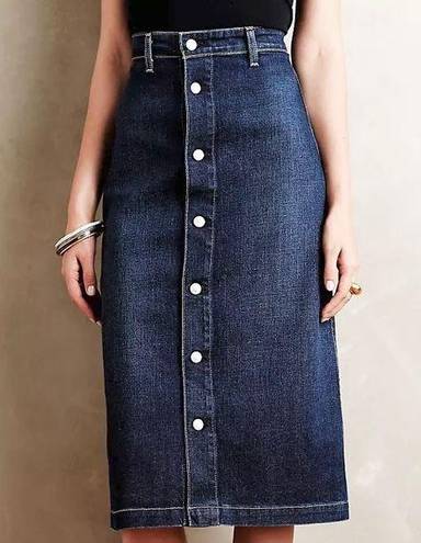 AG Adriano Goldschmied ALEXA CHUNG for AG A-line Button Front MIDI Denim Skirt Size 27