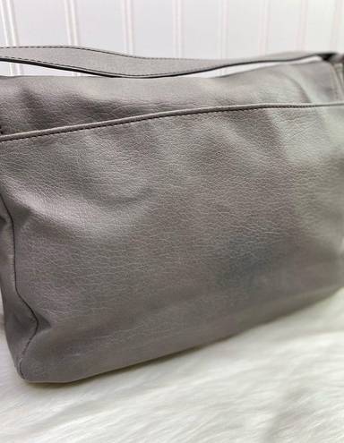 Relic  by Fossil Oh Happy Day gray leather flap front crossbody messenger bag EUC