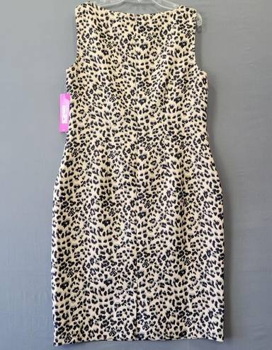 Krass&co 9& Womens Dress Size S Tan Midi Preppy Leopard Sleeveless Shift Round Neck Zip