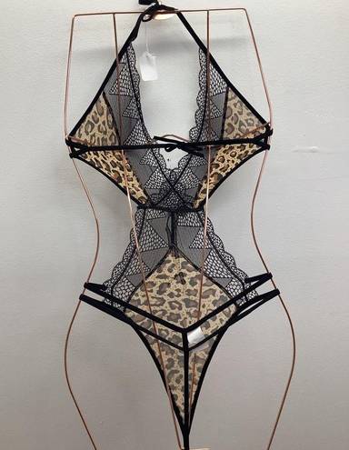 One Piece Leopard  lingerie with back and neck tie New With Tags