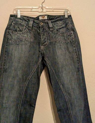 Antik Denim  Jeans Womens Size 29 Distressed Embroidered Designs Bootcut Blue