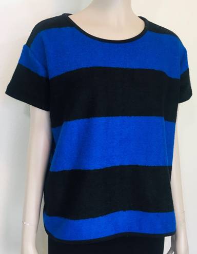 Madewell Blue & Black Brushed Rugby Boxy Top