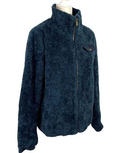 Pendleton  Women Fuzzy Full Zip Sherpa Blue Jacket Teddy Plaid Size Medium