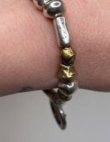 Chico's Chico’s Unsigned Gold-Tone & Silver-Tone Stretch Bracelet w/ Faux Coin Charm