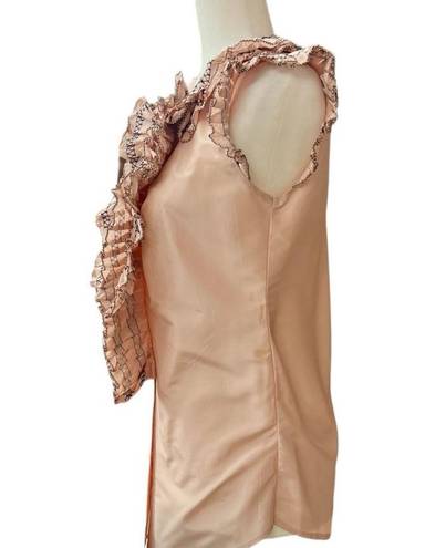 Oscar de la Renta  Pink Silk Ruffle Blouse, Size 2/4