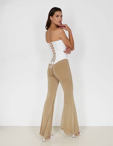 Say Anything NWT boutique  gold high waisted flare knit pants