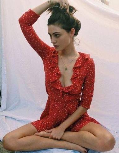 Realisation Par  The Alexandra Red Star Silk Wrap Dress Sz Small
