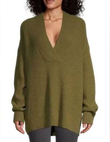 Vince . Overlap V-neck Tunic In Heather Botanica Long Sleeve Knit Top ( S )