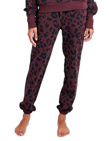 Sage Collective Size Medium Maroon Leopard Print Boyfriend Jogger Sweatpants