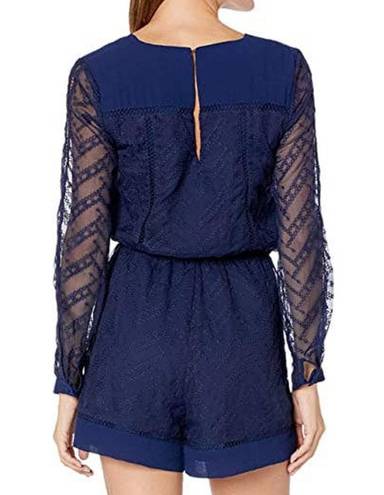 Adelyn Rae Dark Blue Lace Romper SIZE XS Long Sleeve Embroider Cocktail Romantic 