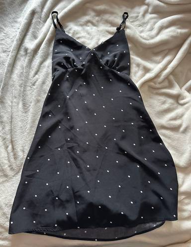 Polka Dot Print Mini Dress Black Size XS