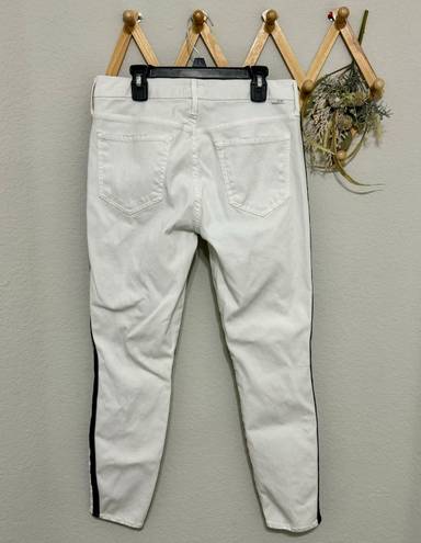 MOTHER Denim White Blue Striped The Looker Ankle Jeans 29