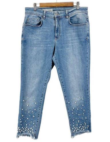 Pilcro and the Letterpress  Size 14 Hyphen Pearl Womens Jeans Beaded Fray Crop