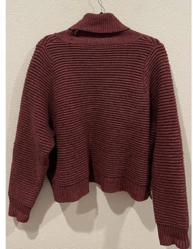 Madewell  Burgundy Side-Button Turtleneck Sweater