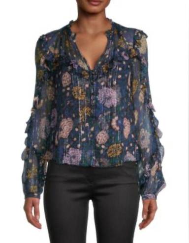 Veronica Beard 
Abra Lurex Floral Silk Blouse