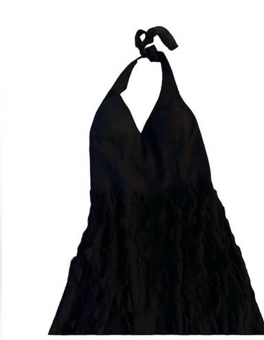 White House | Black Market  Elegant
Black Halter Neck Dress with Tiered Ruffles 10