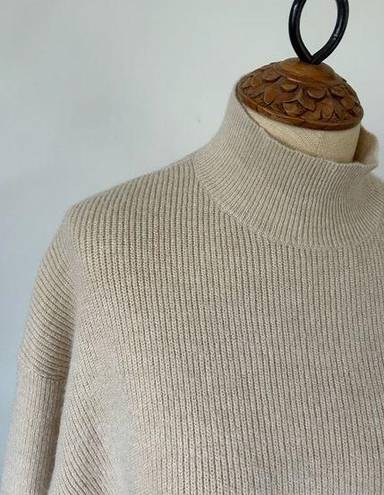 Oak + Fort  womens sweater tan size S mock neck long sleeves ribbed