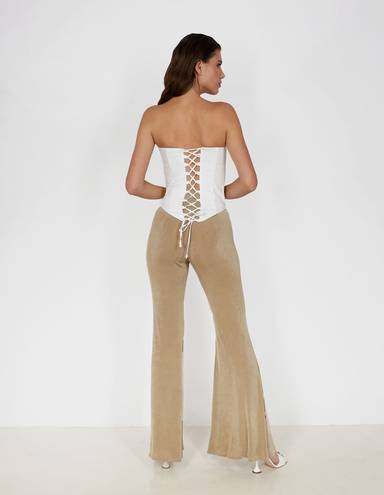 Say Anything NWT boutique  gold high waisted flare knit pants